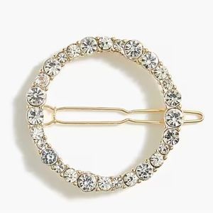 J. Crew Crystal Circle Barrette Clear Hair Pin clip NWT